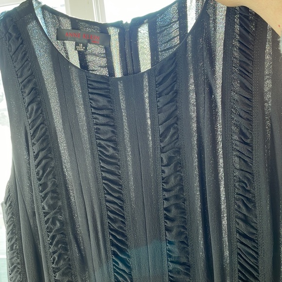 NWT Vintage Anne Klein Silk Black Sleeveless Dress Size 16 - Picture 2 of 7